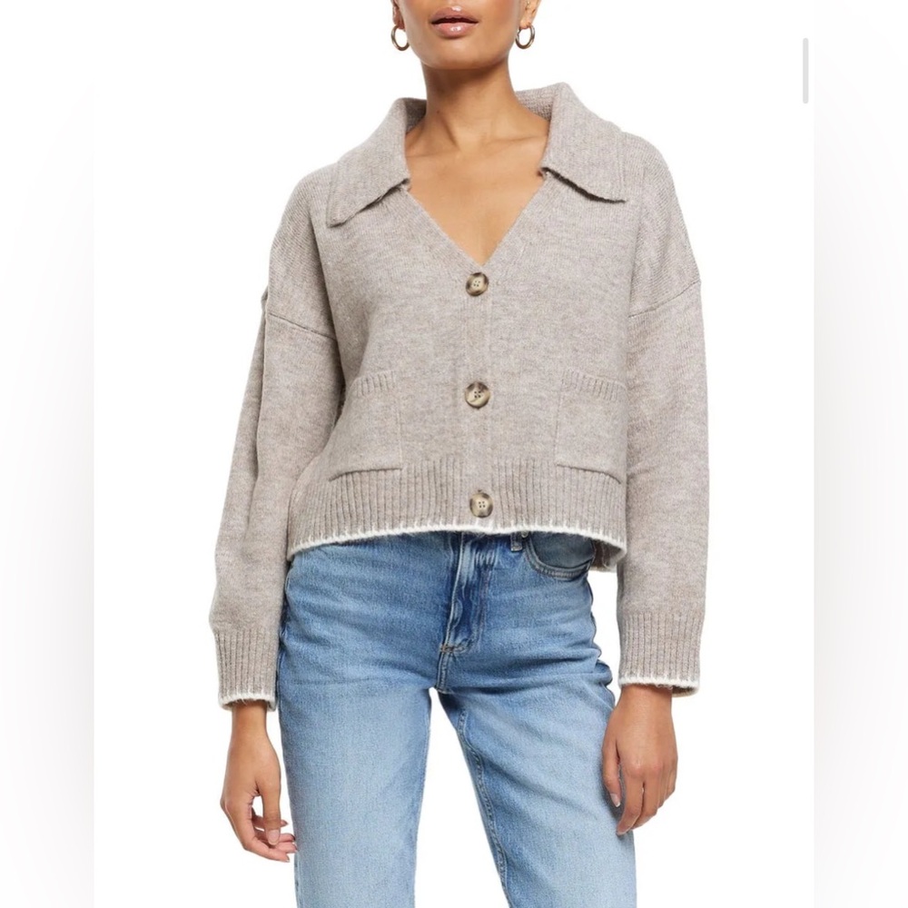 Jonny Collar Sweater Bottom Up Beige Casual